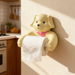 YT Cartoon puppy roll paper holder toilet tissue box wall mounted non perforated toilet storage rack TY