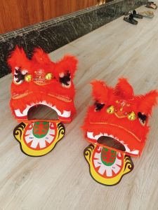 Đầu lân kim sa cho bé - Đầu múa lân Trung thu cho bé có mắt chớp đèn led 7 màu tranh trí decor Tết trang trí Trung thu