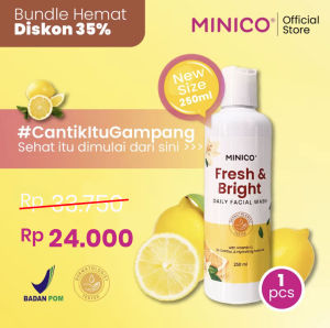 MINICO Fresh and Bright Daily Facial Wash Vitamin C 250ml - 1 pcs BPOM Sabun Cuci Muka Face Wash