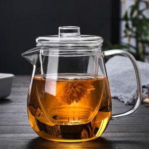 LINSBAYWU Heat Resistant Glass Tea Pot High Boron Silicon Transparent Kung Fu Tea Set Chinese Gaiwan Infuser Flower Teapot Puer Tea