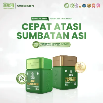 PAKET ASI TERSUMBAT - Mom Uung ASI Booster 30 Kapsul - 60 Kapsul + Sunflower Lecithin 30 Kapsul - Pelancar ASI Halal BPOM