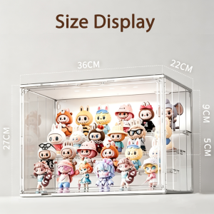 ISSI-DIARY Pop Mart Display Box LED Acrylic Blind Box Organizer Magnetic Stackable Showcase for Labubu Action Figure