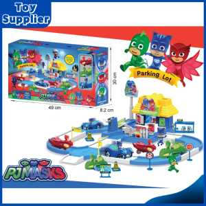 Newly PJ Mask Parking Lot Track Racing Cars Boys Toys Kids Car Gift Building Block DIY Cartoon Characters Toy