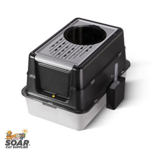 SOAR Stainless Steel Cat Toilet Enclosed Spacious Easy Cleaning Litter Box with Scoop