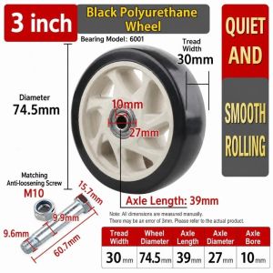 DOOUR PU Nylon Bánh xe xoay Khả năng chịu tải cao Vòng bi đôi Bánh xe đẩy Chắc chắn Khả năng chống mài mòn Bánh xe đồ nội thất Dùng cho xe đẩy