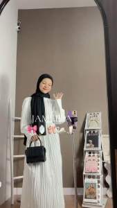 LEONNA Jame-Ela Gamis Plisket Maxi Wanita Muslim Gaun Dress Korean Style