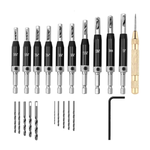 Self Centering set Includes Hex Key & Spare Bits Comprehensive Assortment for Cabinet & Door Hinges