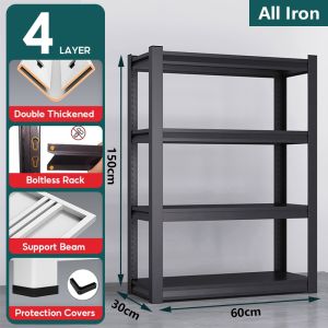 LULU Household Shelf Multi Layer Storage Rack Living Room Balcony Warehouse Storage Rack Supermarket Express Angle Steel Storage Rack Heavy Duty Iron Frame For Home Garage Supermarket Warehouse Use