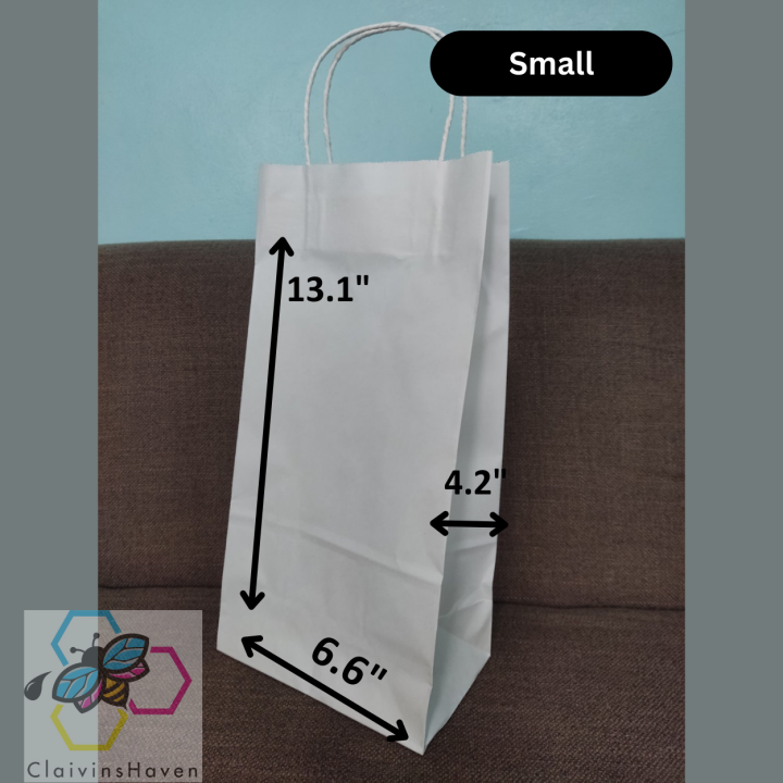 White kraft paperbag with handle (10 PCS PER ORDER) Lazada