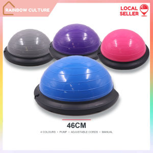 【Rainbow Culture】 46cm Half Balance Trainer with Resistance Bands & Pump | Pilates Yoga Core Fitness