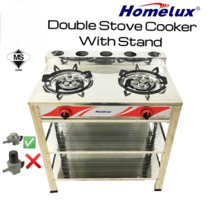HOMELUX High Quality Stainless Steel Double Standing Cooker / Dapur Gas (HST-27SS) Freestanding Gas Cooker [SIRIM] Dapur Berkaki
