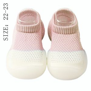 Summer Breathable Mesh Baby Walking Shoes Childrens Silicone Shoes Baby Cute Light Soft Shoes Girls Boys Indoor Anti-Skid Floor Socks Indoor Slippers Light Home Shoes (Pink And White Panels)