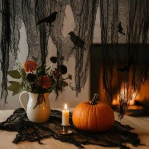 ASDOME 76x183cm Halloween Gauze Scary Reusable Creepy Gauze Cloth Scene Prop Cuttable Blood Gauze Cloth Halloween Party Decorations