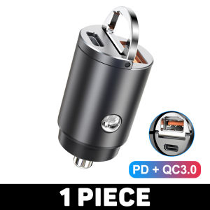 Vô Hình sạc điện dùng trên xe hơi 12/24V 60W Nhanh Chóng Sạc USB C Pd30W + Qc3.0 cổng kép Kim Loại sạc nhanh Bộ sạc xe hơi