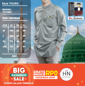 HN - (GRATIS ONGKIR & COD) Baju Koko RAJA TOJIRO - Ukuran MLXLXXL3XL - TERBAIKTERLARISTERMURAH - Qurta - Baju Muslimin - Baju Koko Pria Lengan Panjang Muslim RAJA TOJIRO TYB