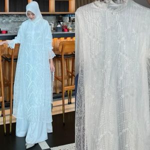 Alea Dress Tile Outer 2in1 Silk Payet Gamis Brokat Set Outer Model Mewah Gaun Kondangan Elegan terbaru 2026 lebaran viral premium Baju pesta Brokat wanita Terbaru gamis warna burgandy coklat mahogany modern