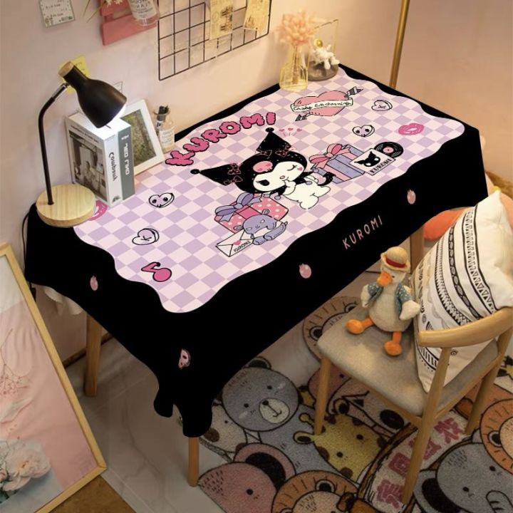 Ins style cute Kuromi tablecloth cartoon girl heart-shaped dormitory bedroom study desk mat changing table dust cloth