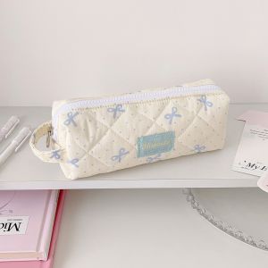 PYA94 Bow Pencil Pouch Y2k Dots Pencil Case Storage Large Capacity Cloth Stationery Bag Bowknot Cosmetic Bag Multi-functional Korean Style Pen Bag Stationery Holder
