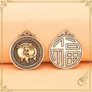 [12 Con Giáp] Móc Khóa Đồng Phong Thủy Móc Khóa 12 Con Giáp Bản Tròn Bằng Đồng Thau - Đồ Đồng Thuận Tâm