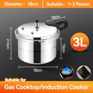 SRF Stainless Steel Pressure Cooker 3L4L5L7L9L11L Dual Purpose for Gas & Induction Stove Multi-Function Stew Steam Boil Pot Anti-Scald Handle Safety Valve
