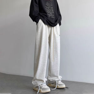 Celana Jogger Olahraga minimalis retro streetwear High Street Bergaris Kasual Celana Lurus Longgar 2024 celana korean style baggy pants celana hitam pria celana abuabu sweatpants pria straight pants celana pinggang karet