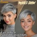 QUEENTAS Short Hair Topper for Women with Thinning Hair Daily Wear 360 ° 3D Cover Up 6.5"*6" Fluffy Hair Pieces with Bangs(Grey to Silver). 