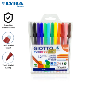 GIOTTO Spidol Gambar 12 Warna 2.8 MM Turbo Color With Wallet Spidol Mewarnai LYR-71100