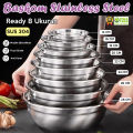 Baskom Stainless Steel 8 Ukuran 14 16 18 20 22 24 26 28 CM SUS 304 Mangkok Stainless Steel Tebal Anti Karat Serbaguna Tahan Gores. 