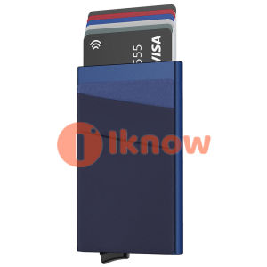 Tôi Biết Ví RFID thẻ tín dụng Với Độ Đàn Hồi Trở Lại Pouch Mỏng Pop Up Ngân Hàng vỏ kim loại Bảo Vệ Nhôm thẻ ID túi đựng