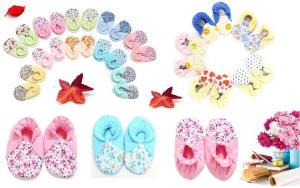 Set 10 Đôi Giày Trẻ Sơ Sinh 2 - 12 tháng Vải Cổ Bèo Mang Ấm Chân. Đế Chắc Chắn Bám Dính Tốt