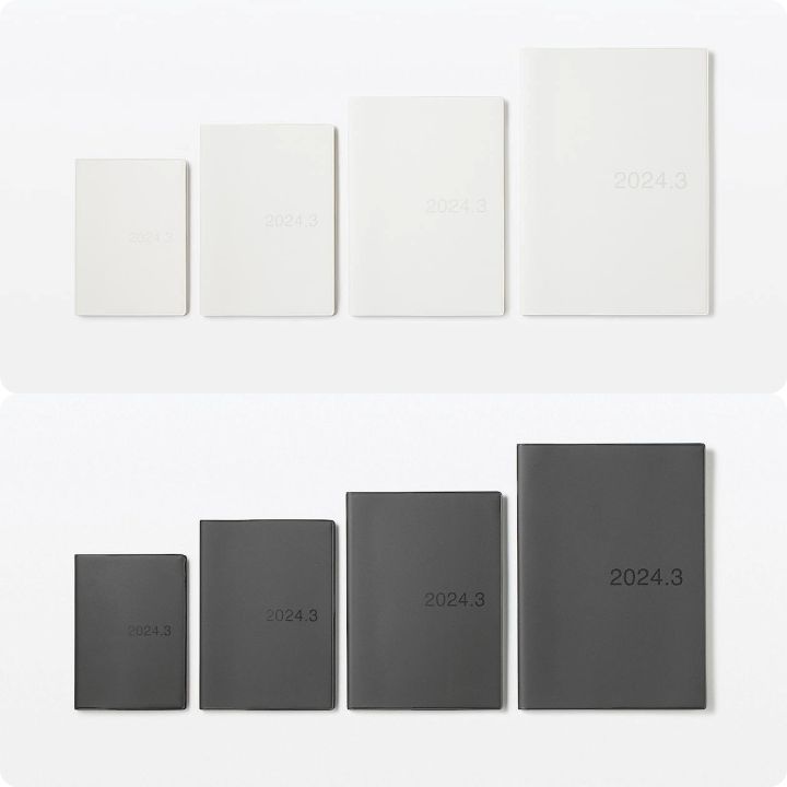MUJI Japan 2024 Monthly Weekly Schedule Planner Notebook White & Dark