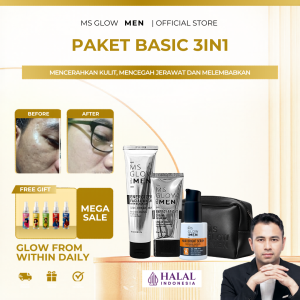 Ms Glow Men Paket Basic - Ms Glow For Men Pemutih Kulit Wajah Glowing - Ms Glow Men Pria Skincare Jerawat Dan Bekasnya - Ms Glow Official Store Original