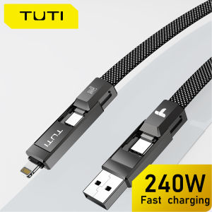 TUTI Kabel Data 4 in 1 240W 5A 1.2M USB ToType-C/Type-C To iOS Multi-Charge Zinc Alloy Data Cable