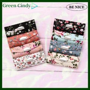 [Green Cindy] Lipstick Case Retro Embroidered Holder Flower Design With Mirror Packaging Box