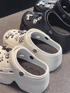 [Free Shipping] Non-slip indoor and outdoor beach high-heeled slippers for women closed-toe new summer model 9CM thick-soled clogs