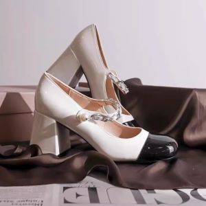 Free Shipping Retro Shoes 2026 Spring New Collection Small-Style Leather Shoes WomenS Chunky Heel Pumps WomenS Single Shoes