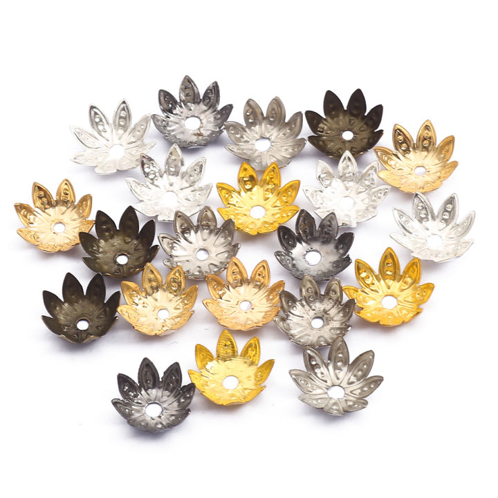 thumbnail image 2 of 100-Piece Flower Petal Beads Mix - Alloy Spacer Charms, Bead Caps, And Findings For Jewelry Making - 11-14mm 2 of 3
