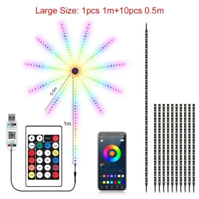 [🇵🇭 24h Delivery] Dollyy 2025 RGBIC Firework Strip Lights 1.5m+10pcs 0.5m 5v Strips LED Music Light Lamp Phone APP USB RGB Bluetooth Smart Neon