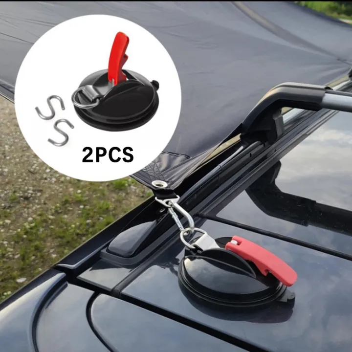 OCR 4 Pack Vacuum Suction Cup, Heavy Duty Sucker Cup Anchor with 8 Securing  S Hook, Car Tensioner for Camping Car Mount Tents Luggage Tarps Car Side