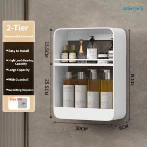 [SG Seller]No Drill Wall Mounted Bathroom Caddy 4 Tier Waterproof Storage Shelf for HDB Bathroom Organizer