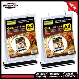 【HOSPORT】 Double-Sided A4 Menu Holders Set of 2 Desktop Display Stands Clear Plastic for Food Menus and Promotional Posters