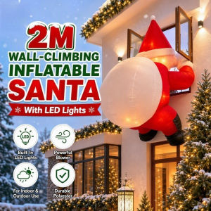 2M Inflatable Santa Wall Climber with LED Lights and Blower Outdoor Christmas Decor Party