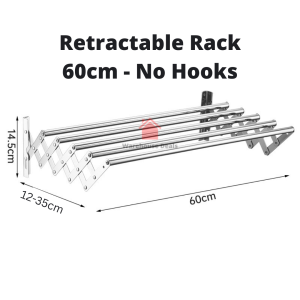 Stainless Steel Bathroom Retractable Towel Rack Hanger (60cm/80cm)