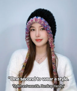 Cashmere fall winter ear protection mixed colors plush knit cap