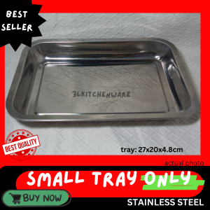 Stainless steel strainer with tray - Mesh colander strainer basket SALAAN - Dish organizer. Tray size 32x4.8x8cm strainer 29.5x22x7cm. Best seller best quality.