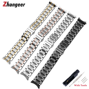 zhangeer Solid Full Stainless Steel Strap 12mm 13mm 14mm 16mm 17mm 18mm 19mm 20mm 21mm 22mm 23mm 24mm Metal Watch Band Link Bracelet Watchband Black Silver Rose Gold With Free Elbow