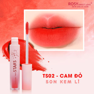 Son kem lì ROSY STAR Lì không Trôi không chì lên môi nhẹ mỏng mềm mịn<Màu Cam Đỏ>