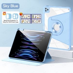 TBTIC 720 ° Rotatable ipad Case Detachable Magnetic Case For iPad Air 7 6 5 4 10.9 Pro 11 2025 M4 2024 2022 2021 2020 11th 10th 9th 8th 7th Gen 10.2 10.5 With Pencil Holder Slot 720° Rotation Acrylic
