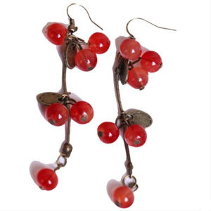 Korean Pop Red Cherry Earrings for Women Fashion Accessories Jewelry Wholesale Clothing Jewelry
