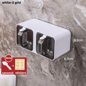 XINLANYASHE [จัดส่งฟรี]ชุดใส่เครื่องปรุง พร้อมที่เก็บช้อนในตัว ที่ใส่เครื่องปรุง ที่ใส่เครื่องปรุงในครัว ชุดใส่เครื่องปรุงรส กล่องใส่เครื่องปรุง ไม่ต้องเจาะครับ กล่องเครื่องปรุง ห้องครัวพร้อมลิ้นชัก ติดผนัง กล่องเก็บเครื่องปรุง